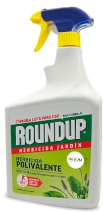 ROUNDUP Herbicida para Todo Tipo de Hierbas |1 Litro Listo para Usar con Aplicador de Pistola Integrado | Efecto Visible en 1 Hora | Elimina Más de 70 Especies de Malas Hierbas y Musgo | 1 Unidad