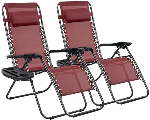 T-LoVendo Pack 2 Tumbonas o Sillas de Exterior Plegables para jardín, Playa, Piscina, terraza. Gravedad Zero 2 Unidades (BORGOÑA)