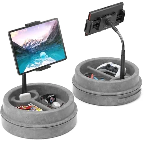 KDD Soporte de Almohada para Tablet Cuello de Cisne,Soporte iPad Multiángulo con Almacenamiento,Cojín para Tablet Ajustable 360° para Cama o Regazo,para iPad Pro 12.9 Air Mini Teléfonos E-Reader