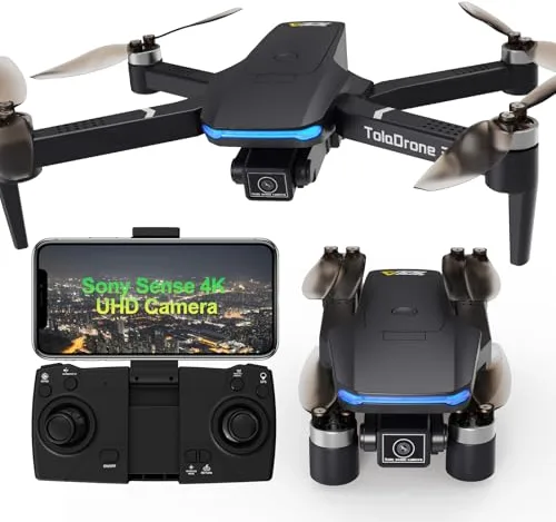 Toladrone Dron con Cámara 4K UHD para Adultos, Drone GPS con Motor sin Escobillas, Transmisión FPV 5G, Función Sígueme, Retorno Automático, Drones para Principiantes TD31GPS