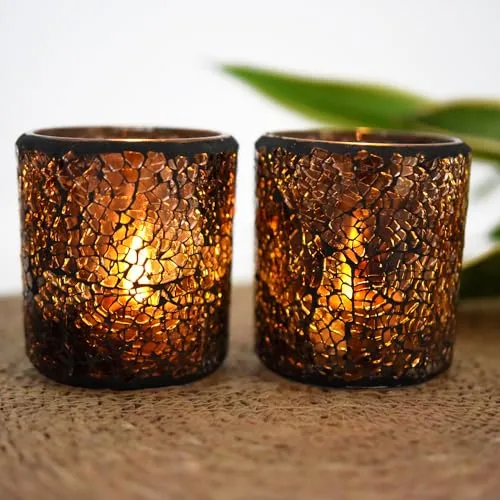 Portavelas Decoracion Hecho a Mano - Diseño Minimalista para Decoracion Hogar - Cristal Mosaico para Ambiente Romántico - Ideal para Decoracion Salon con Elegante Porta Velas Cristal (2)