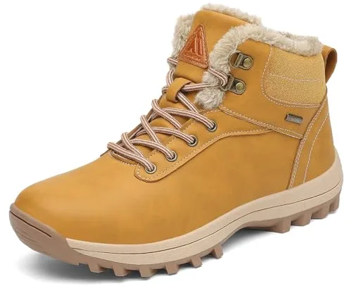 Mishansha Botas Hombre Invierno Botines Mujer Invierno Botas Nieve Cálido Antideslizante Botas Trekking Impermeables Zapatos Nieve Zapatillas Barefoot Senderismo Amarillo,Gr.45
