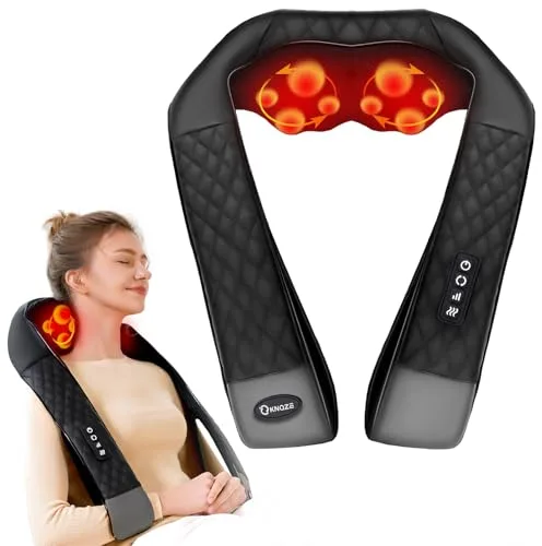KNQZE® Masajeador cervical y espalda, 2026 4D shiatsu masajeador cuello con calefacción, Masaje 4D shiatsu de amasamiento profundo, Relájese y descanse, Regalos para mujer hombre mama papa