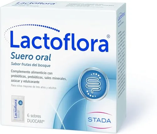 Lactoflora Suero Oral - Probióticos, Prebióticos y sales naturales con sabor frutas del bosque - 6 Sobres DUOCAM Paquete de 2, Frutos del bosque, 60 g (Paquete de 2)