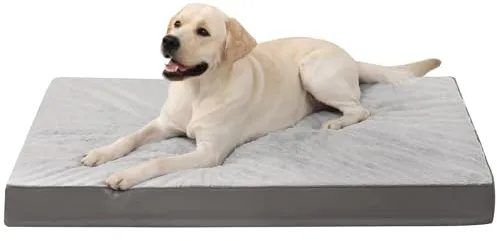 KSIIA Ortopédica Cama para Perros Grande y Medianos, 90x57cm Colchón Perro de Doble Cara, Colchoneta Perro Lavable, Cojín Mascota Desenfundable Impermeable, Dog Bed Gris