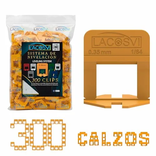Lacosvi Clips Niveladores para Azulejos (Calzos de 0,35mm,300 uds) Grapas Espaciadores Niveladores para piso y azulejos Sistema de Nivelación para profesionales del Alicatado y Bricolaje