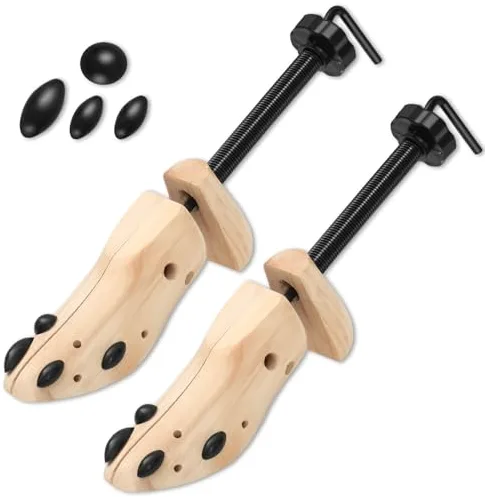 Chumix Hormas para Zapatos Hombre Mujer, 2 Par Ensanchador de Zapatos de Pino, Expansor de Zapatos Ajustable, Horma para Ensanchar Zapatos, para Estira en Longitud y Ancho (Beige, S)