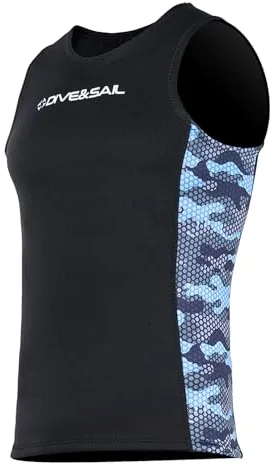 Lynqeeh Chaleco de neopreno para hombre, 2 mm, sin mangas, para buceo, piragüismo, natación, con nailon, 10% material para surf (3XL)