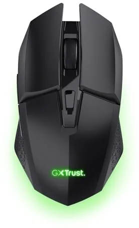 GXTrust 1108 Vylax Ratón Inalámbrico Gaming Recargable, Batería de 80h, 800-4800 dpi, Iluminación LED Multicolor, Receptor USB Almacenable, 6 Botones, Ratón Gaming para Portátil PC, Negro