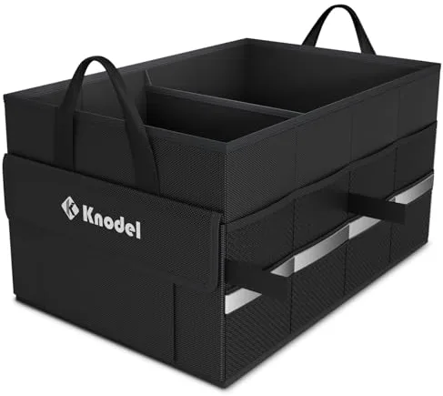 K KNODEL Organizador para maletero de coche, caja de almacenamiento y bolsa, organizador de coche para vehículos pequeños y SUV (Pequeño, Negro)