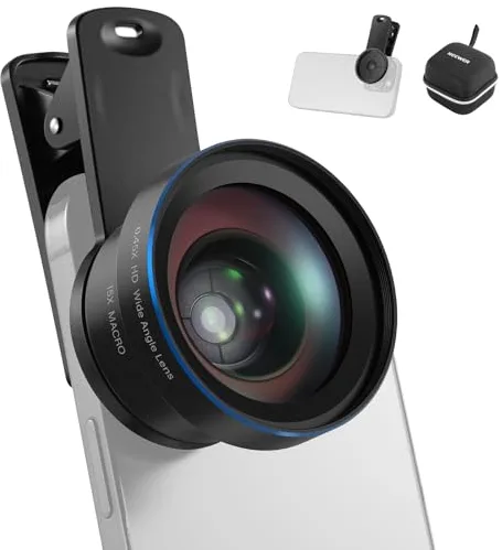 NEEWER Basics 2 en 1 Accesorios Kit Objetivos Cámara Móvil, Gran Angular HD 0,45x + Macro 15x, 37mm Lens Clamp Compatible con iPhone Samsung Android Smartphone, LS-67
