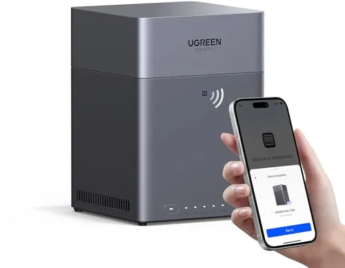 UGREEN NASync DH4300 Plus NAS de Escritorio 4 Bahías, Puerto LAN 2,5 GB, 8 GB RAM, Conexión NFC One-Touch, Álbum Familiar/Bebé AI, Nube Personal Hogar/Oficina (Sin Discos)