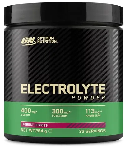 Optimum Nutrition Electrolitos en Polvo, Sabor Frutos del Bosque, Fórmula Lista para Mezclar con Sodio, Magnesio y Potasio para Entrenamientos Intensos, 264 g, 33 Raciones