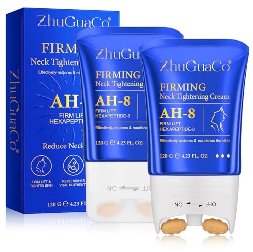 Crema Reafirmante para Cuello con Rodillo, Crema Cuello y Escote Reafirmante AH-8 para cuello, Ideal Reafirmar la Piel Flácida,Firming Neck Cream con Efecto Lifting,Reduce Arrugas y Líneas Finas,Nutre