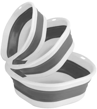 Pack de 3 Lavabos Plegables, 3 Tamaños, Barreño Plegable, Barreño de Camping, Fregadero Plegable, Fregadero de Camping, B arreño Plegable Portátil, Lavabo Ahorra Espacio para Cocina y Hogar