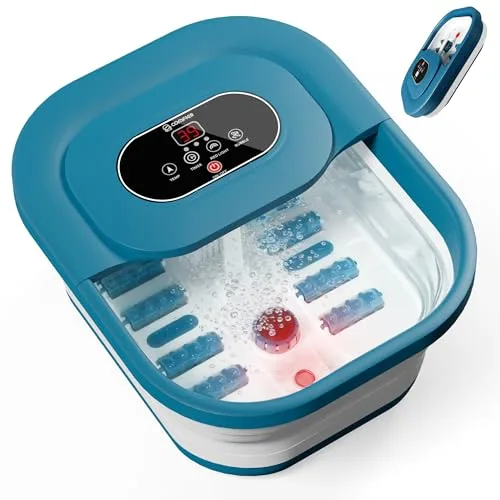COMFIER Baño de pies con función de masaje, masajeador eléctrico con temporizador, bañera de pies con ajuste de temperatura, masajeador de pies con agua, regalo para hombres