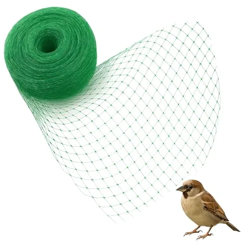 TECHZOCO Red para pájaros, Red Jardín Antipájaros, Protector de Plantas, Frutas, Flores Verduras, Malla para plantación Anti Aves, Cuadrada 15x15 mm, 5 Metros de Alto x 10 Metros Largo, Verde