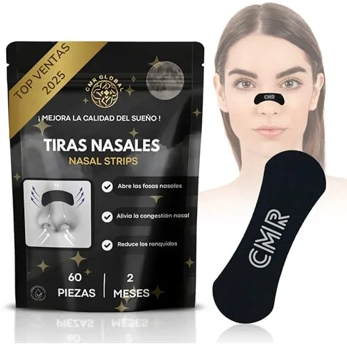 PACK PRO PREMIUM 60 Tiras Nasales Deportivas. Tiras Nasales Antironquidos para Dormir. Alivia la Congestión Nasal Para una Mejor Respiración. Nasal Strips Negras Para Reducir Ronquidos Tiritas Nariz