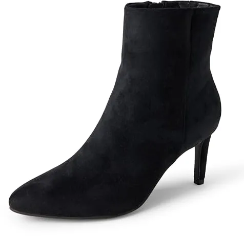 Amazon Essentials Botín de Vestir con Tacón de Aguja Mujer, Negro Efecto Ante, 37.5 EU