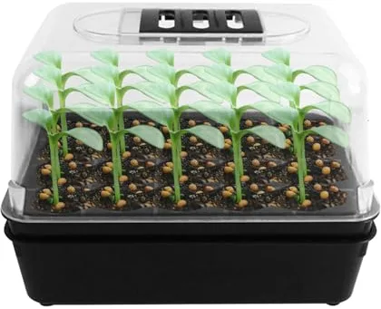 Buhygn Kit De Arranque De Semillas, Caja De Cultivo De Plántulas, Bandeja De Propagación del Jardín, con Diseño De Bandeja Independiente, De Drenaje Mejorado, 22x16x16 Cm, para Flores, Suculentas, Ve