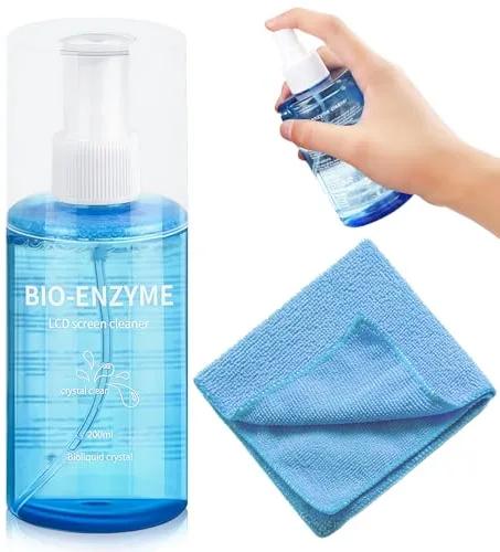 200ml Spray Limpiador Universal para Pantallas, Kit Limpieza Pantallas, Spray + Paño Microfibra, para Monitor, Laptop, Smartphone, TV, para Todo Tipo de Displays Digitales