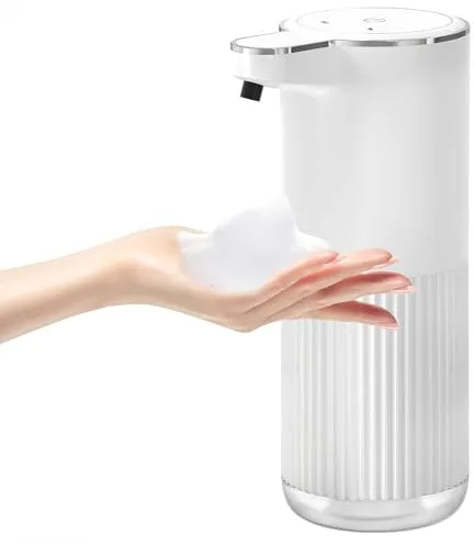 TEBOKHAD Dispensador Jabon Baño Automatico, Dispensador Jabon Automatico De 360 ​​ml con Sensor,4 Niveles Ajustables,USB Recargable, Resistente Al Agua IPX5, para Baños, Cocinas, Escuelas y Hoteles