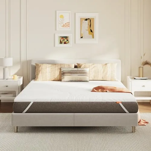 Sweetnight Topper Colchón de Espuma Viscoelástica en Gel 135x190 cm, Grosor de 5 cm, con Funda Extraíble y Lavable, Sobrecolchón de Memory Foam 135x190x5cm, con Correas Elásticas, Blanco