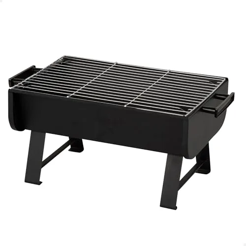 AKTIVE 63168 Barbacoa carbón portátil, De Acero, 45x30x25 cm, con Asas Laterales y Parrilla de Acero Inoxidable, óptimo para Camping