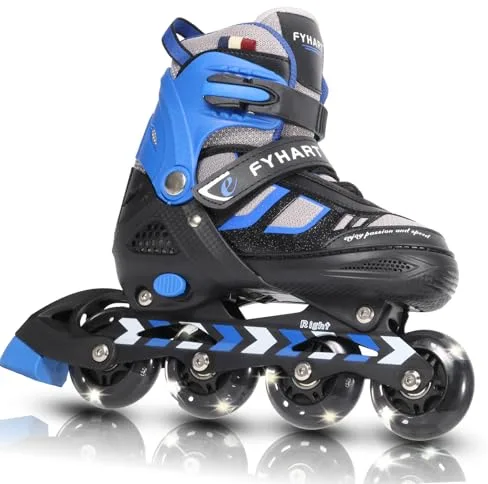 Patines en Línea para Niños/Jóvenes y Adultos, 4 tamaños Ajustables| Patines 4 Ruedas Niña para Niños para Uso en Interiores y Exteriores (Azul, L (38-41 EU))