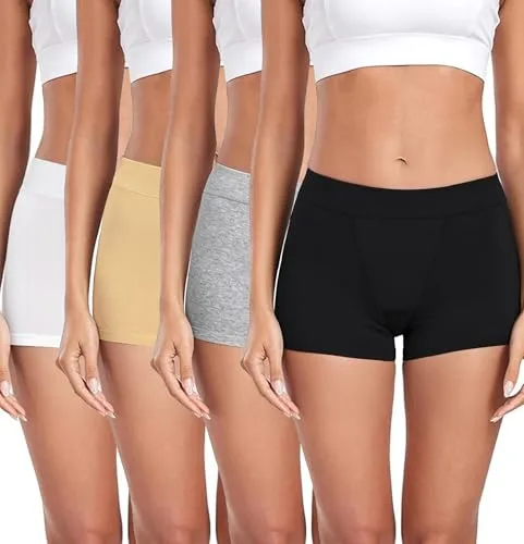 Ocexteur Bragas Mujer Algodón Pantalónes Cortos Elásticas Culotte Braguitas Boxer Mujer Algodon Cómodas Shorts Pack de 4