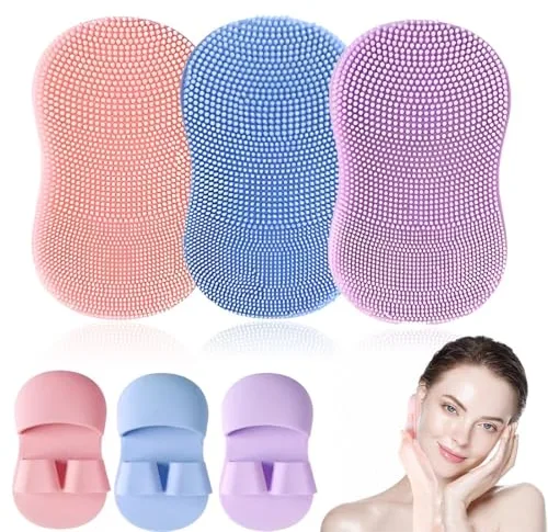 JEYORZY 3 Pcs Cepillo de Limpieza Facial de Silicona, Cepillo Limpiador de Maquillaje, Almohadilla de Limpieza, Adecuados para Todo Tipo de Piel, Eliminación de Maquillaje y Puntos Negros(Multicolor)