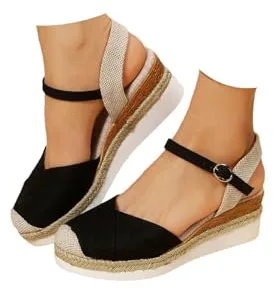 Sandalias Plataforma Mujer Esparto Cuña Cerradas Sandalias Comodas Alpargatas Verano Cierre De Hebilla De Vestir Casual Yute Sandalia Elegantes Moda Flexibles Zapatos Antideslizantes Fiesta Novia 2025