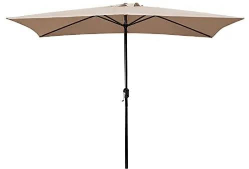 Acomoda Textil – Sombrilla de Jardín con Forro Anti UV 200x300cm. Parasol de Aluminio con Manivela, Toldo Rectangular para Patios y Terrazas (Beige)
