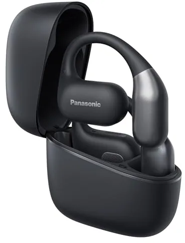 Panasonic RB-F10DE-K Auriculares Inalámbricos de Oído Abierto Sport Deportivos para Running y Fitness, con Micrófono ENC, 25 Horas de Reproducción, Bluetooth 5.4, IPX4, Controles Táctiles, Negro
