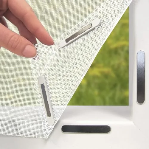 EASYmaxx Mosquitera para Ventanas con Magic Click | Cortada Individualmente a Medida para Todas Las Ventanas de hasta 150x130 cm | Fácil instalación con 12 imanes - sin taladrar ni atornillar Blanco