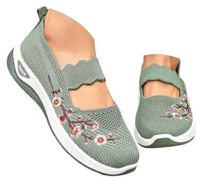 2025 Zapatos Ortopédicos Mujer Verano con Malla Zapatillas Comodos Ligeros sin Cordones Deporte Zapatillas Ortopédicas de Plataforma Transpirables Antideslizantes Soporte de Arco Sandalias Caminar