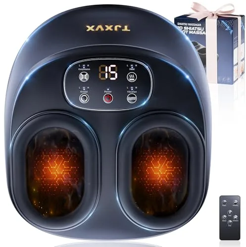 Masajeador de Pies Shiatsu con Calor y Compresión de Aire, Control Remoto, Múltiples Modos, hasta Talla EU 46, para Oficina y Hogar