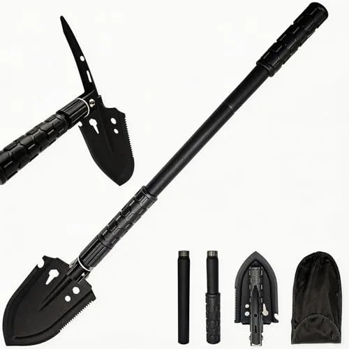 Pala Plegable Multifuncional 66 cm, Pala de Nieve Plegable, Pala Plegable Militar, Pala de Supervivencia Camping, Portátil Pala Plegable para Camping, Jardín, Supervivencia, Senderismo, Car
