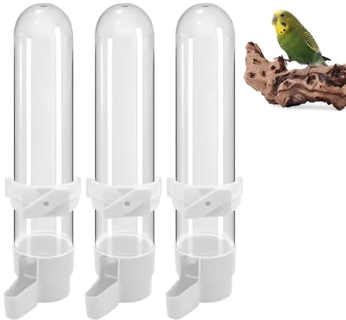 Cerioll 3 Piezas Comedero Pajaros,Dispensador De Agua,Bebedero De Plástico En Voladeras para Pájaros,Bebedero Automático Y Comedero,Comedero Automático Y Dispensador De Agua para Pájaros