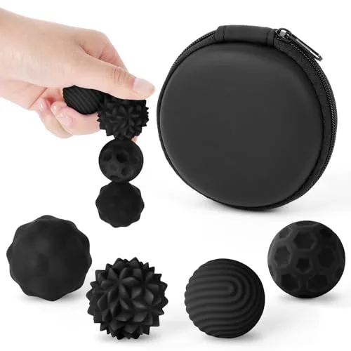 Ainiv 4 Piezas Silicona Bolas Magnéticas Anti-Estrés, Pelota Antiestres con Texturas Divertidas para Adultos, Bolitas Magneticas Juguetes Sensoriales para Aliviar La Ansiedad-Negro Grande