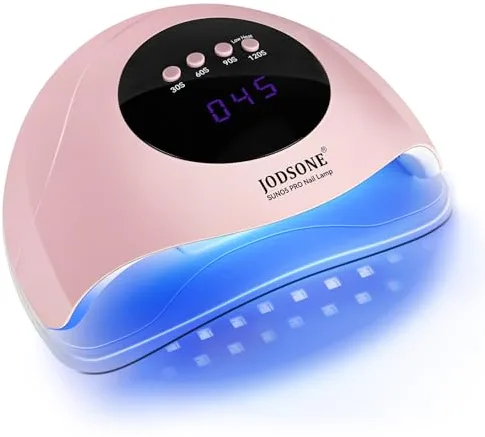 JODSONE Lámpara de uñas UV, secador de uñas de gel LED portátil, lámpara de uñas de gel con sensor automático y 4 temporizadores, uso en salón de belleza, herramientas de uñas rosa
