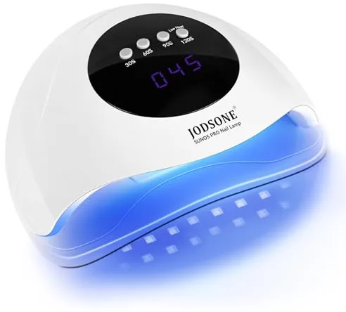 JODSONE Lámpara LED de uñas UV con sensor automático y 4 temporizadores, lámpara de uñas de gel, color blanco