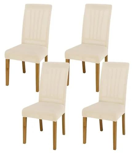 SUKAIKEQA Fundas elásticas universales para sillas (Juego de 4/6/8 Piezas con Respaldo) para salón, Cocina, Oficina, Comedor, Fundas para sillas de Fiesta, Lavables y extraíbles. (4, Beige)