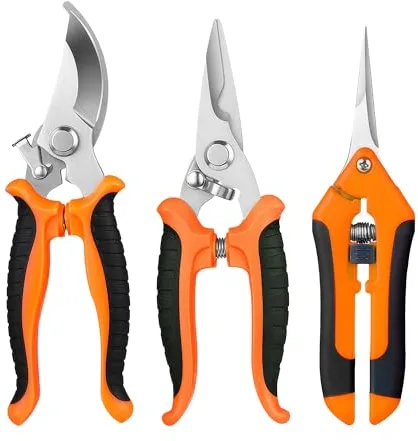 Tijeras de podar profesionales, juego de 3 piezas con bolsa de almacenamiento, tijeras de corte de jardín, tijeras de podar para plantas, flores, bonsái, frutas, ramas de árboles, adecuadas para