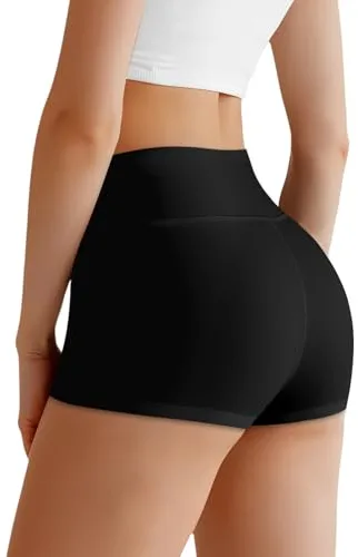 AOOSA Short de Cintura Alta para, Pantalon Corto Elásticos Antirozaduras Hotpants, Mallas Push Up, Pantalón Corto Shorts Deportivos Mujer para Yoga, Gimnasio, Ciclismo