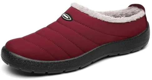Mishansha Zapatillas de Estar por Casa Invierno Hombre Mujer Cálido Forro Pantuflas, Rojo 43