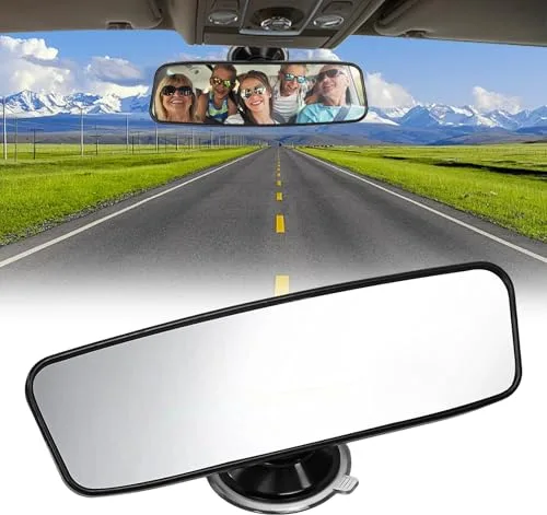 WEFHEF 1 espejo retrovisor para instructor de conducción, 200 x 60 mm, para interior panorámico, gran angular, giratorio de 360°, con ventosa fuerte para SUV, CRV, furgonetas, camiones