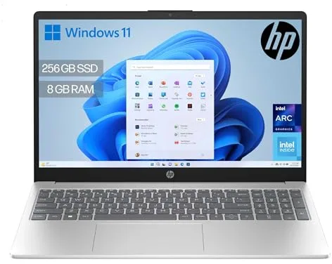 HP 15-fd0374ns - Ordenador portátil de 15.6" FHD (Intel N100, 8GB RAM, 256GB SSD, Intel UHD, Windows 11) Plata - Teclado QWERTY Español