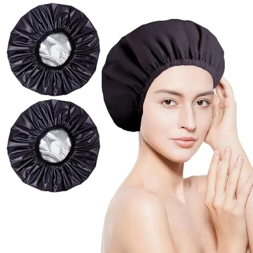 2 PCS Gorro Ducha Aislamiento térmico, Doble Gorro Tratamiento Cabello, Gorro Tratamiento Cabello, Lavables Banda Gorros de Pelo para Pelo Mascarillas, Tinte y Duchas - Gorro peluquería.