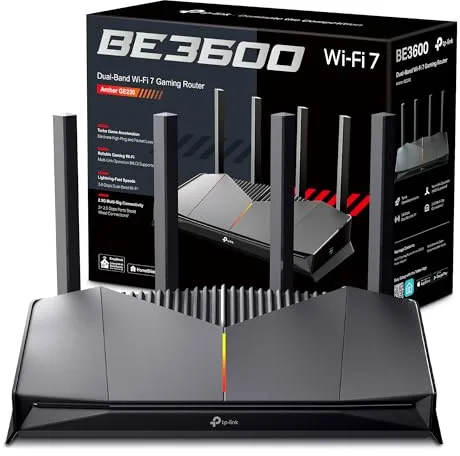TP-Link Archer GE230 Wi-Fi 7 Gaming Router, Dual Band WiFi BE3600, 2 Ports × 2.5Gbps + 3 × Gigabit Ports, MLO, HomeShield, USB 3.0, EasyMesh, Private Network for Gamers, RGB Lighting Without